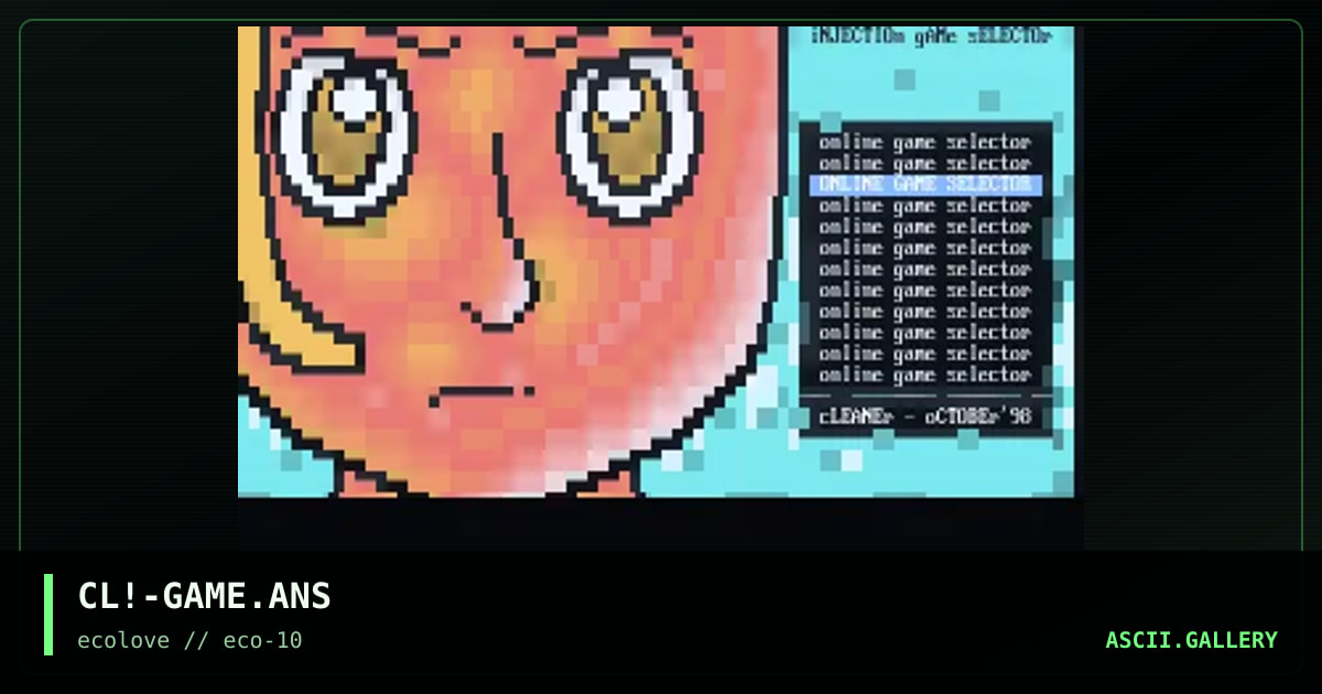 Injection game selector ppe, by cleaner, 1998