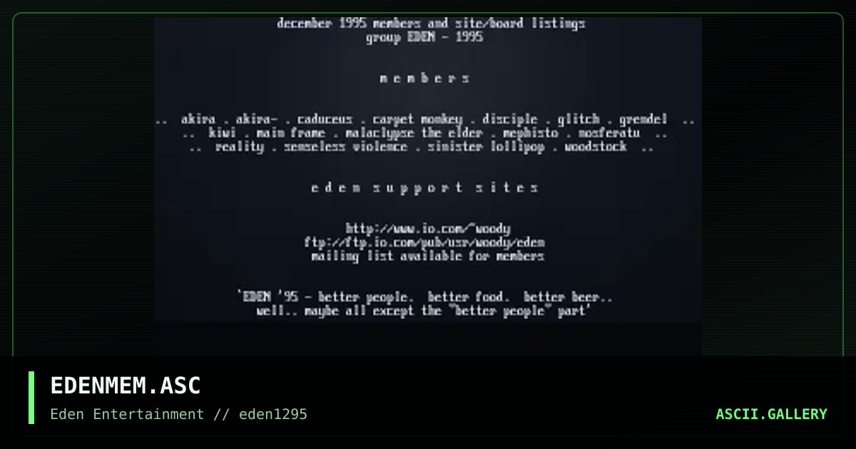 [eden 12.95 memberlist - ascii], by untagged, 1995