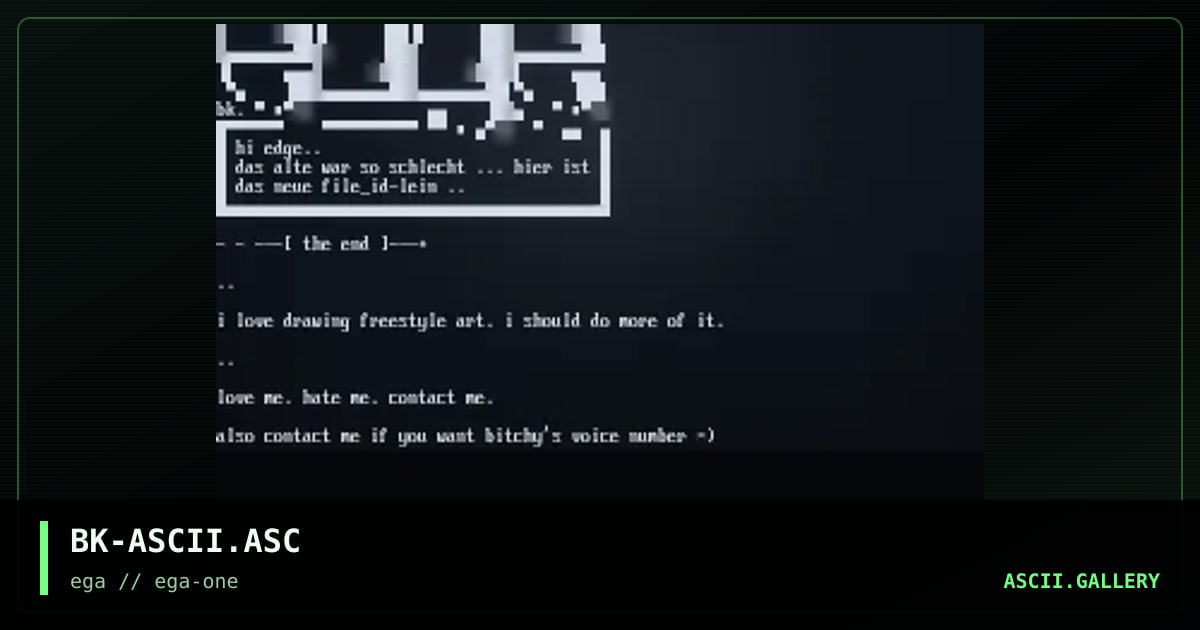 ascii cluster, by bk, 1996