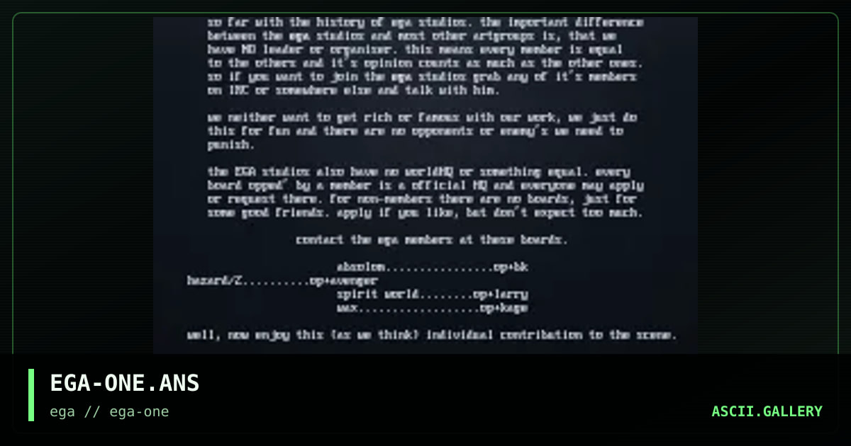 ega studios disclaimer, by bk, larry, 1996