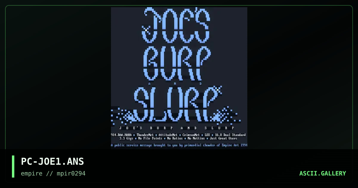 PC-JOE1.ANS, by primordial chowder, 1994