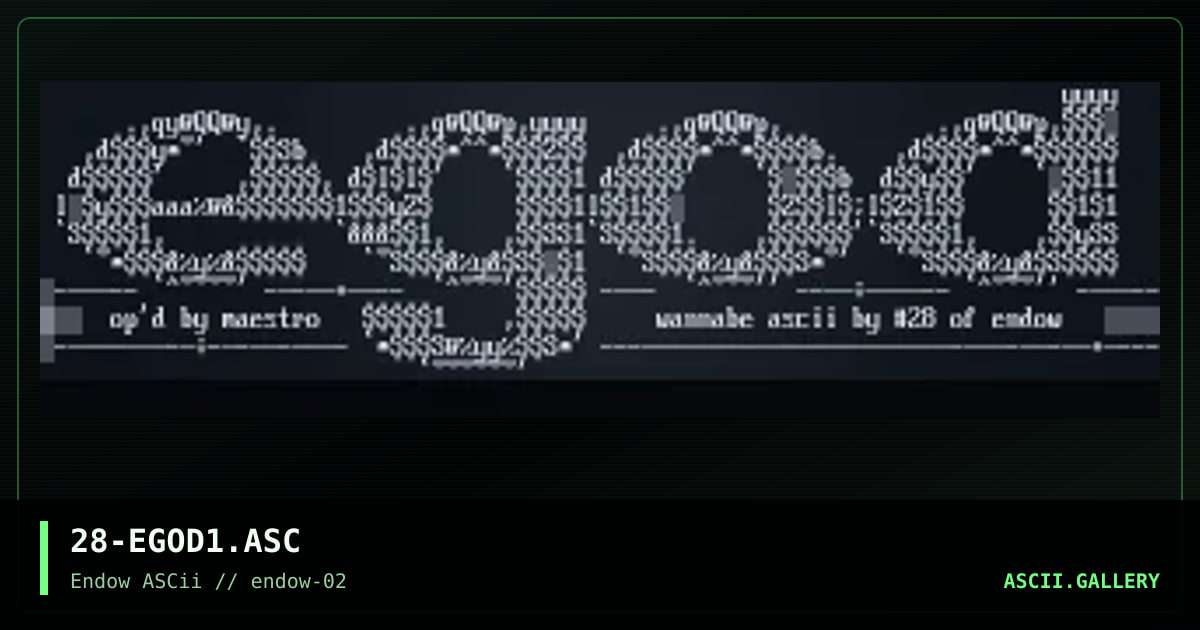 eG0d!, by number 28, 1995