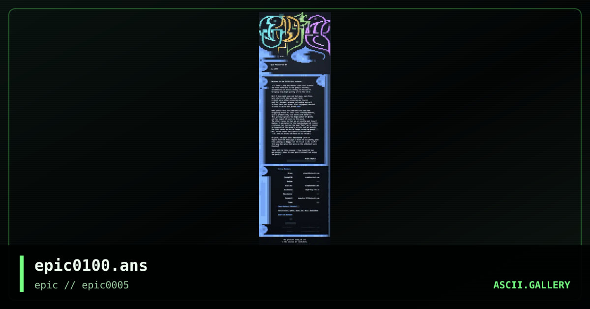 epic newsletter, by argon, spear, 2000