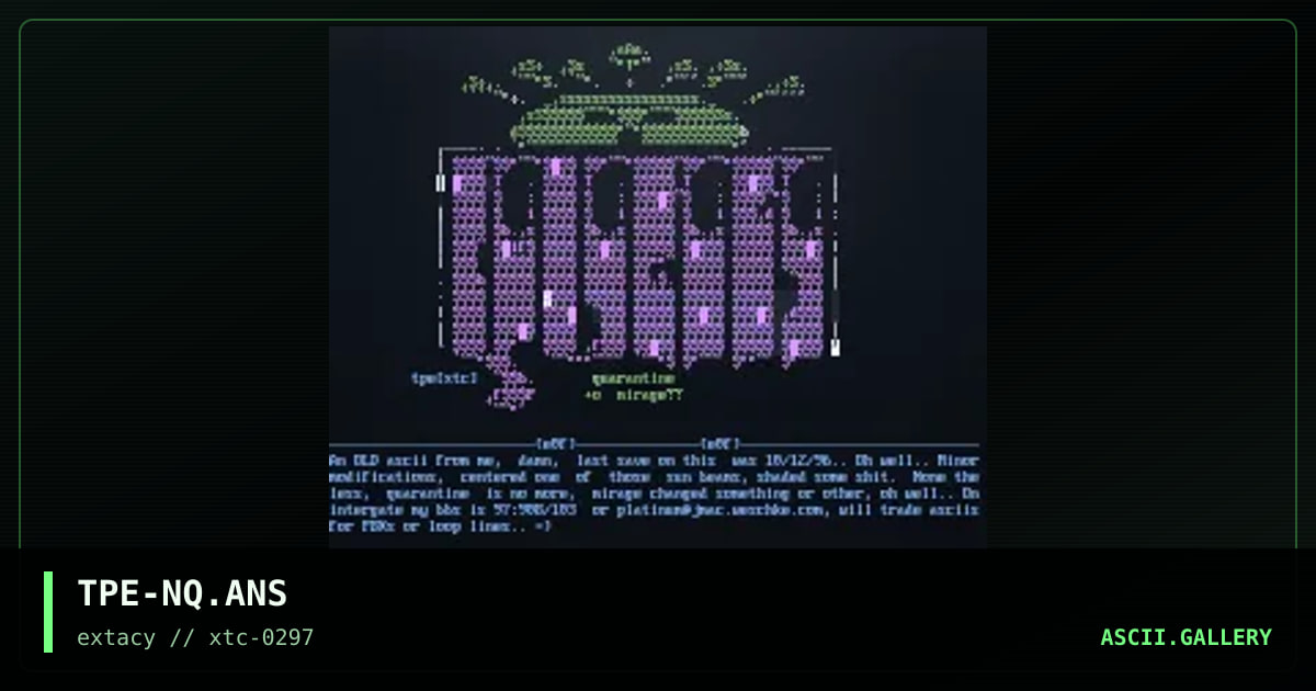 quarantine II.., by the platinum eagle, 1997