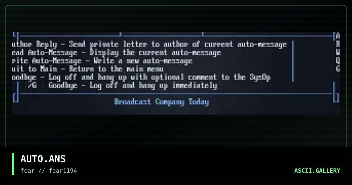 AUTO.ANS, by fear 519, 1994