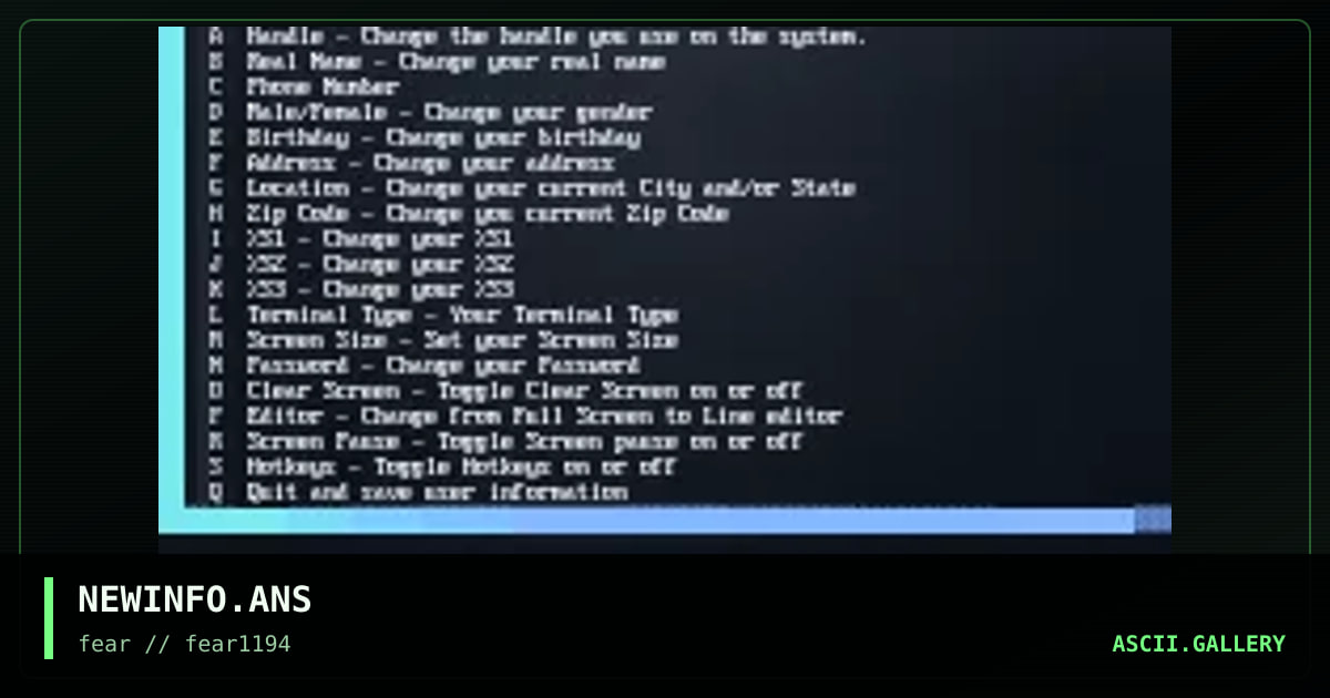 NEWINFO.ANS, by fear 519, 1994