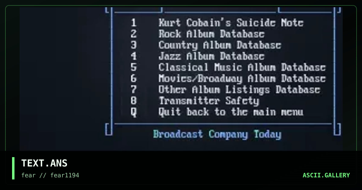 TEXT.ANS, by fear 519, 1994