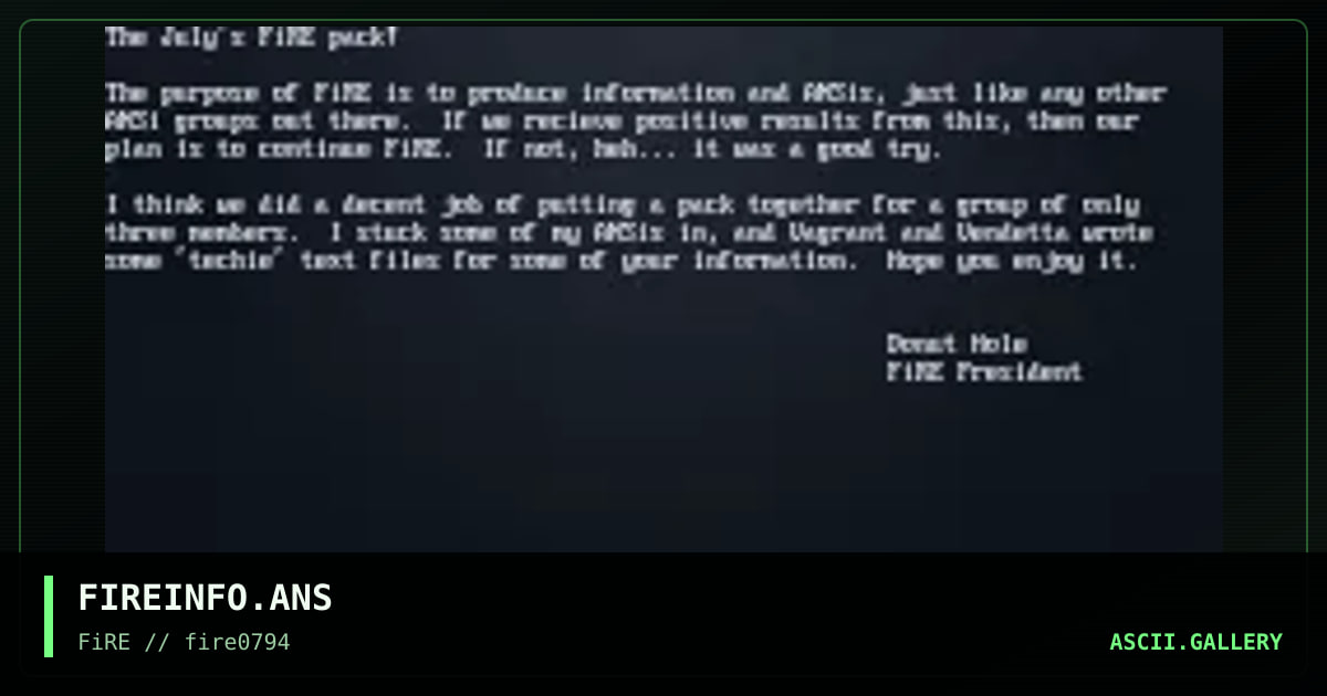 FIREINFO.ANS, by donut hole, 1994