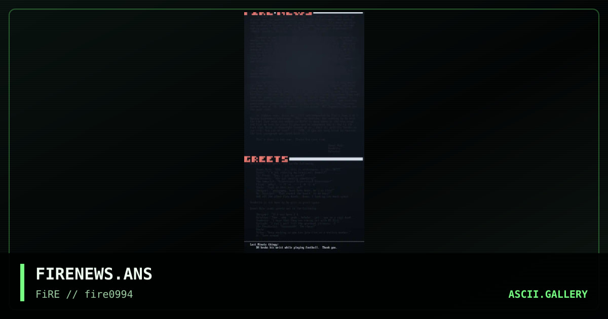 FIRENEWS.ANS, by donut hole, vendetta, halaster, 1994