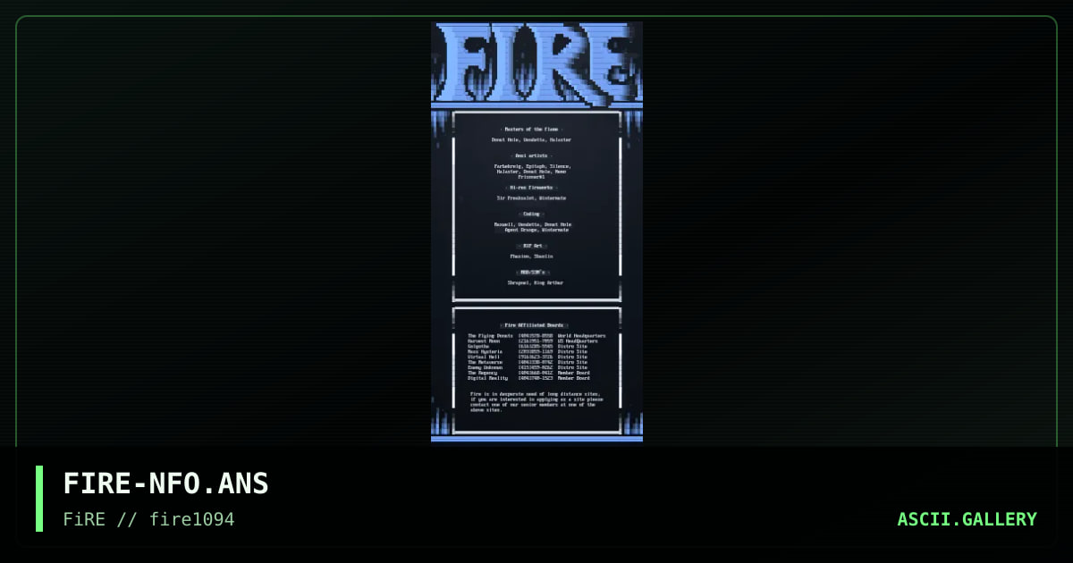 Fire Member/Board Listing, by halaster, 1994