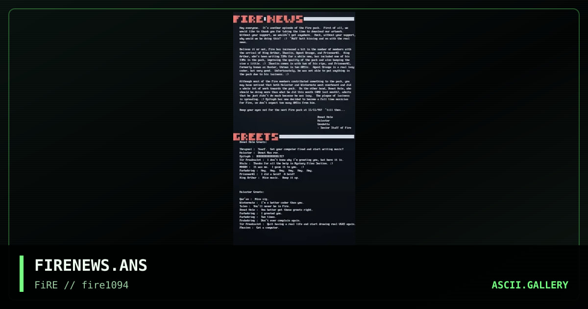 Fire News Letter, by donut hole, halaster, vendetta, 1994