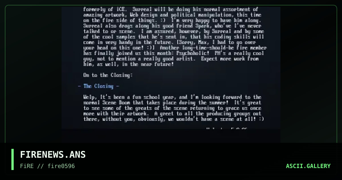 Fire Newsletter for 5/96, by halaster, 1996