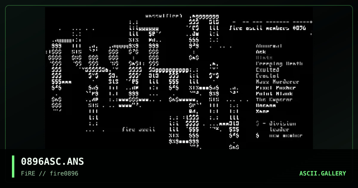 #INFO# Fire ASCII Team MemList, by mass murderer, 1996