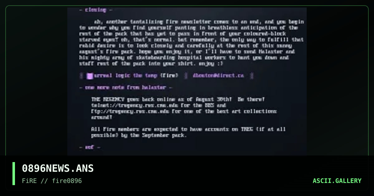 Newsletter for 0896, by surreal logic, maxwell, halaster, 1996