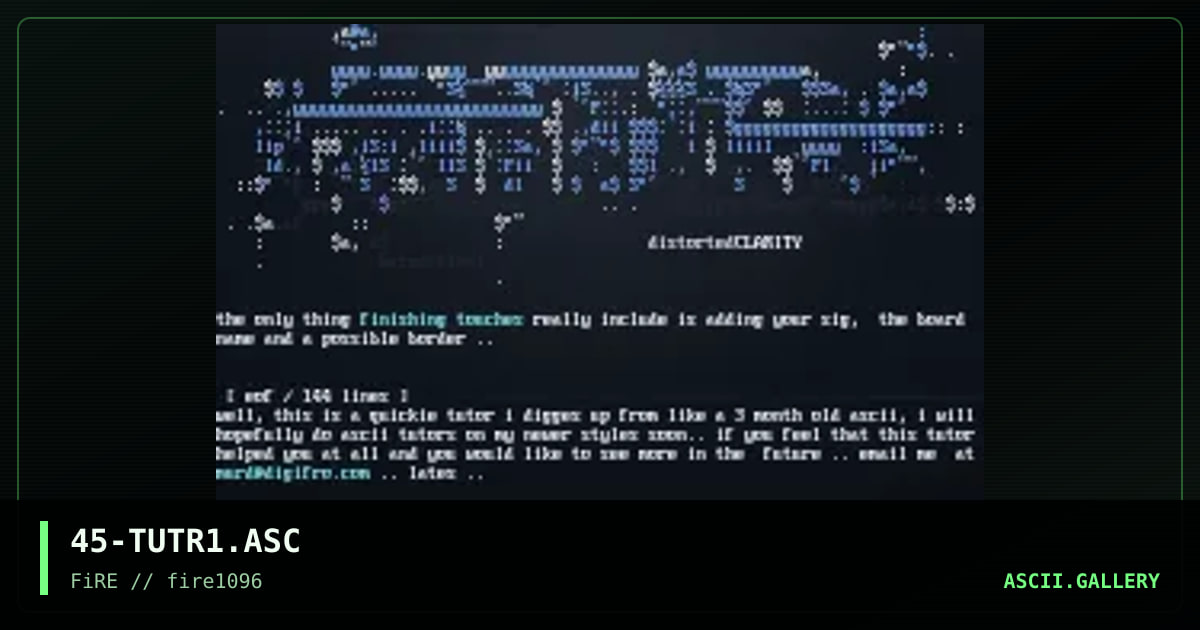 Tutorial, by mass murderer, 1996