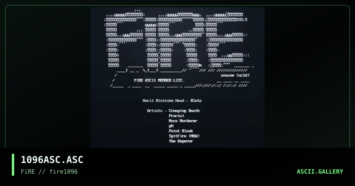 #INFO# Fire Ascii Memlist, by unsane, 1996