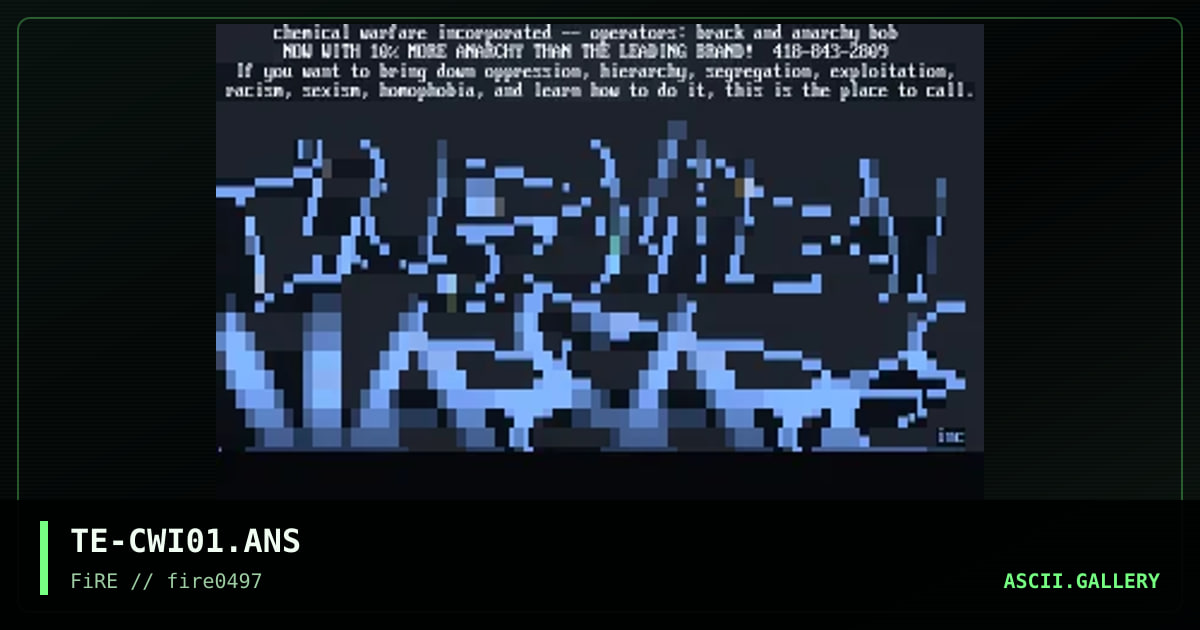 Chemical Warfare Incorporated, by the extremist, 1997