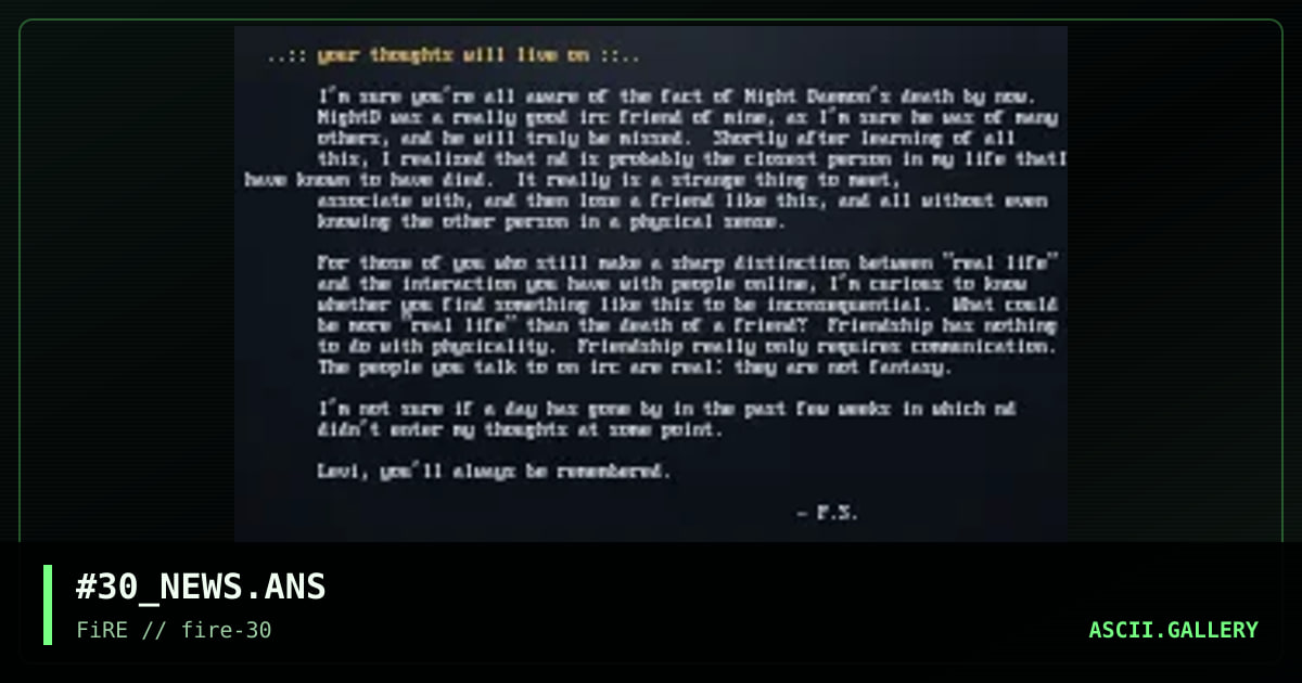 #info# fire #30 news, by vade79, god among lice, nail, pariah, 1997