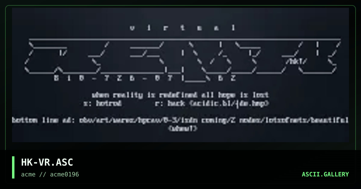 Virtual Reality, by hack, 1996