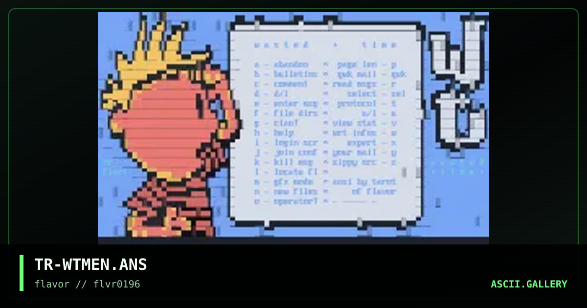 wasted times menu, by tarot, 1996