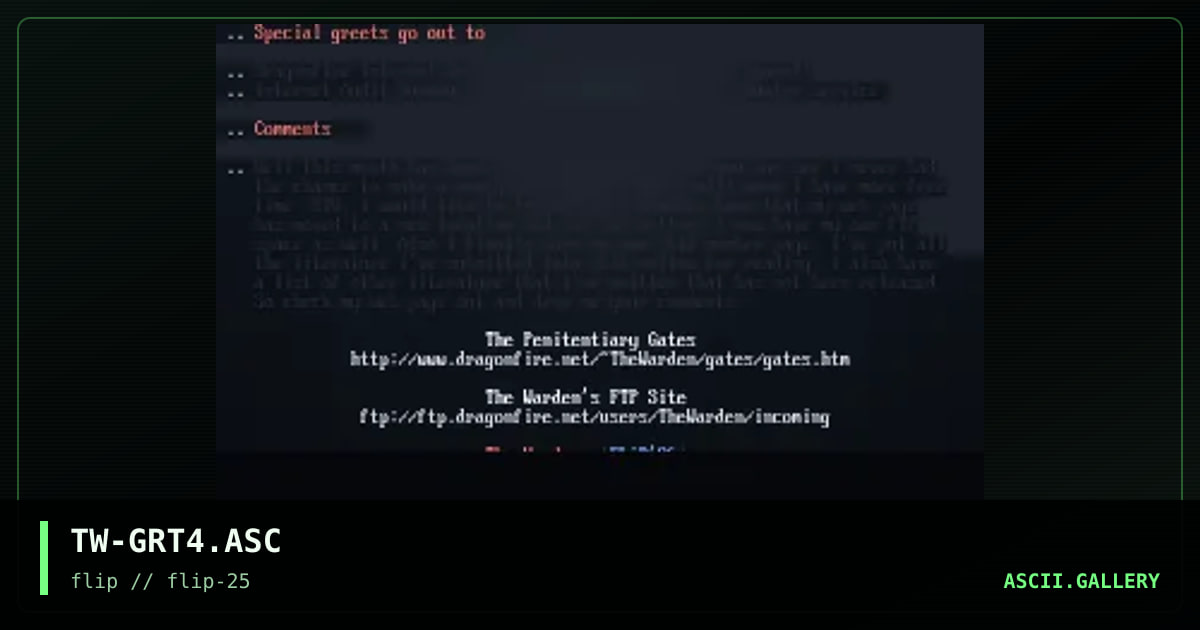 Greets From The Warden, by the warden, 1996