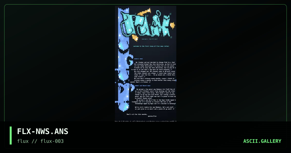 Flux Member news!, by flux staff, 1997