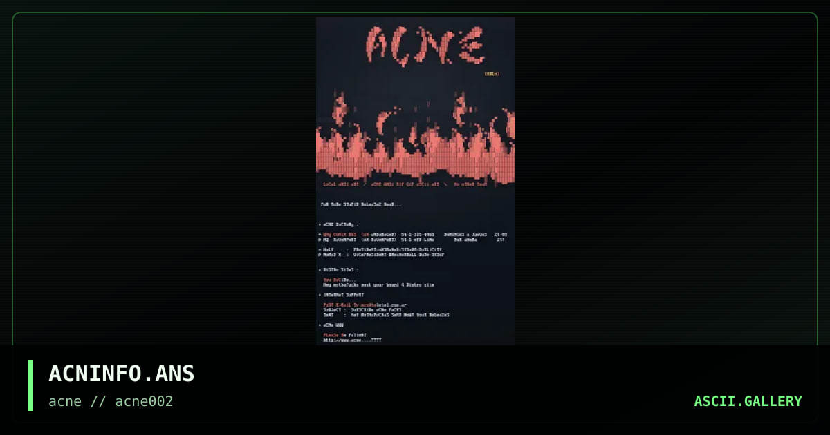 ACNINFO.ANS, by acne, 1996
