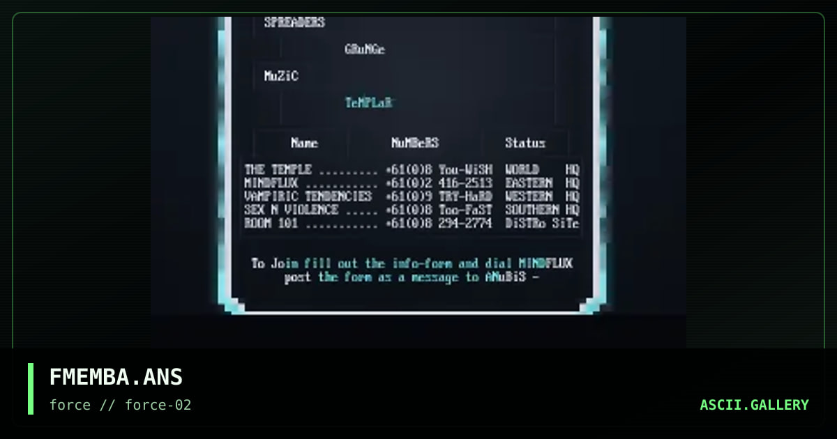 FoRCe MeMBa LiSTiNGS, by lone sector, 1995
