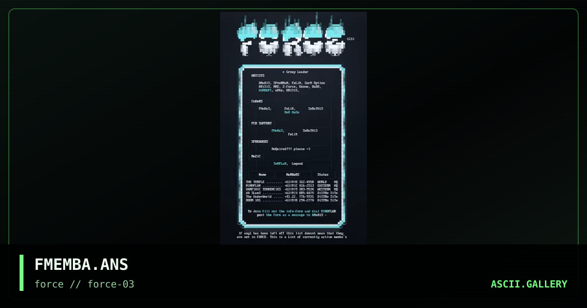 fORCE Memba's Listing, by ls-force, 1995