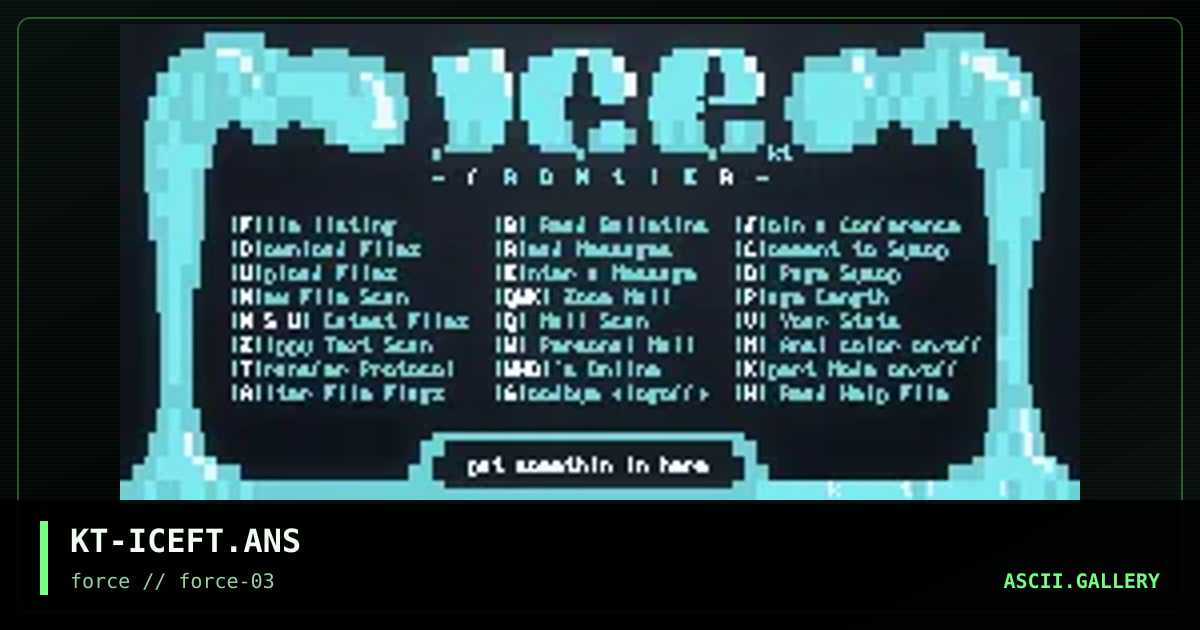 MENU fOR iCE fRONtiER, by kurrupt, 1995