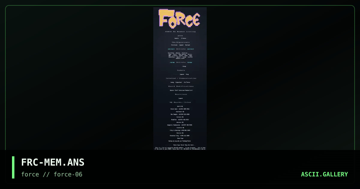 fORCE MemberList, by force, 1996
