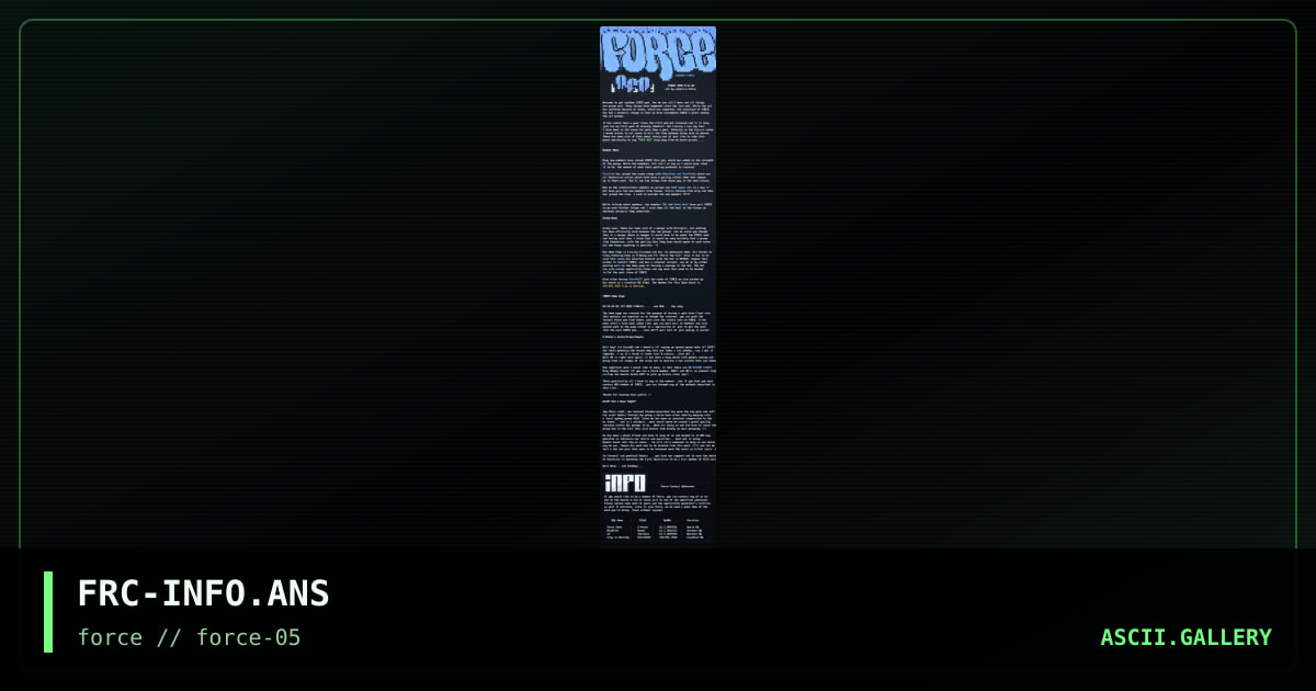 fORCE Info File, by kurrupt, 1995