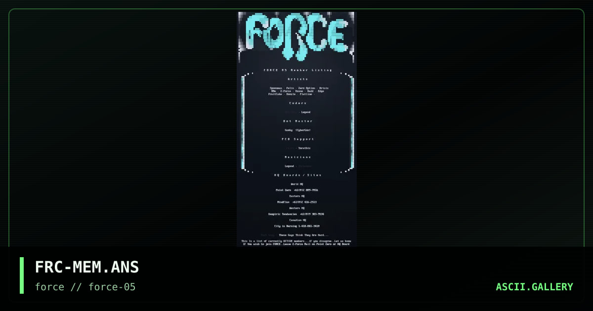 fORCE Member List, by force, 1995