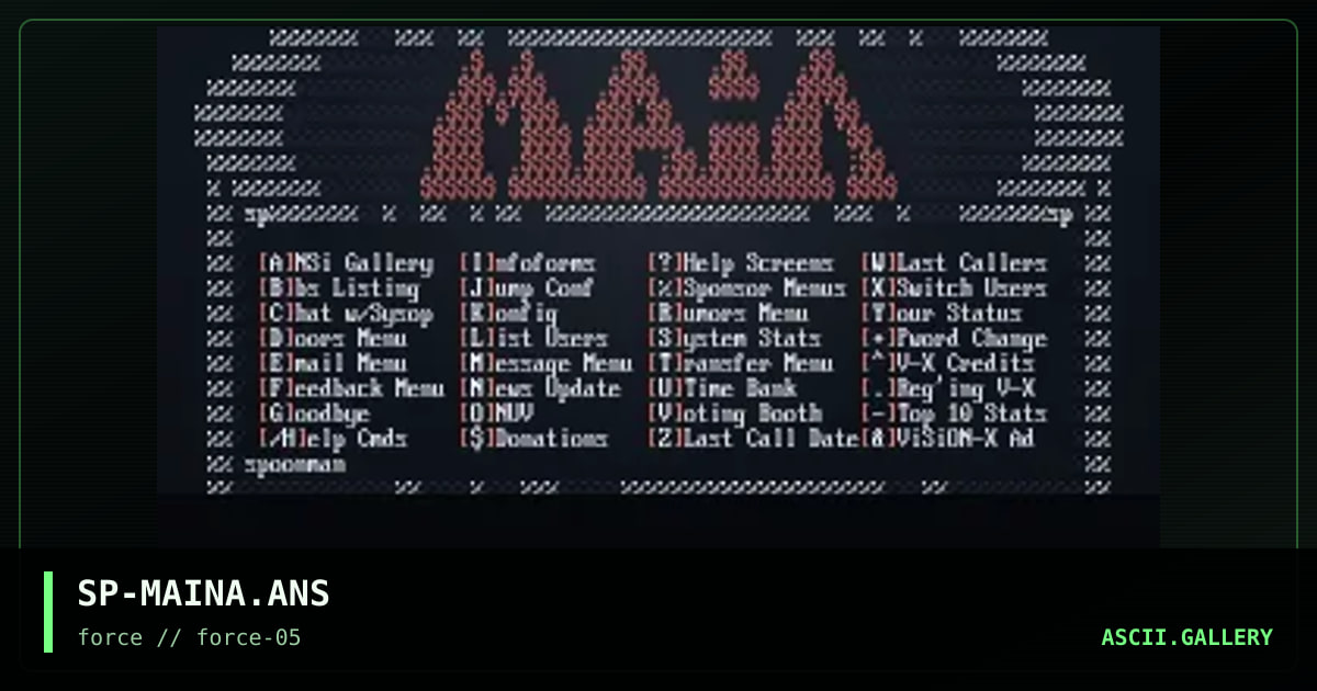 Ascii Main Menu, by spoonman, 1995