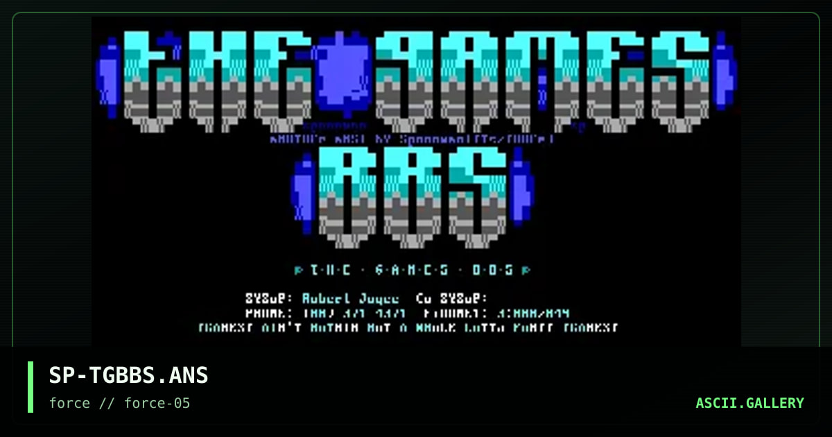 The Games BBS, by spoonman, 1995