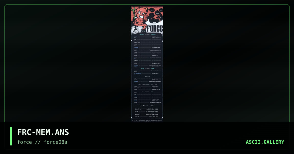 fORCE Member List, by force, 1996