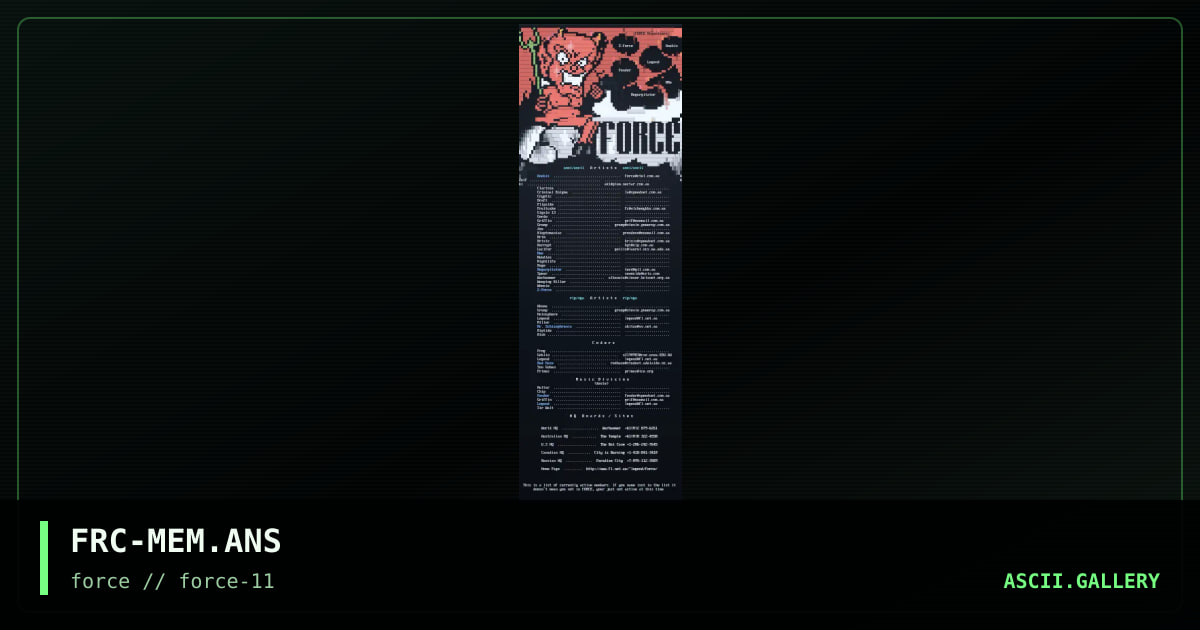 fORCE Member List, by force, 1996
