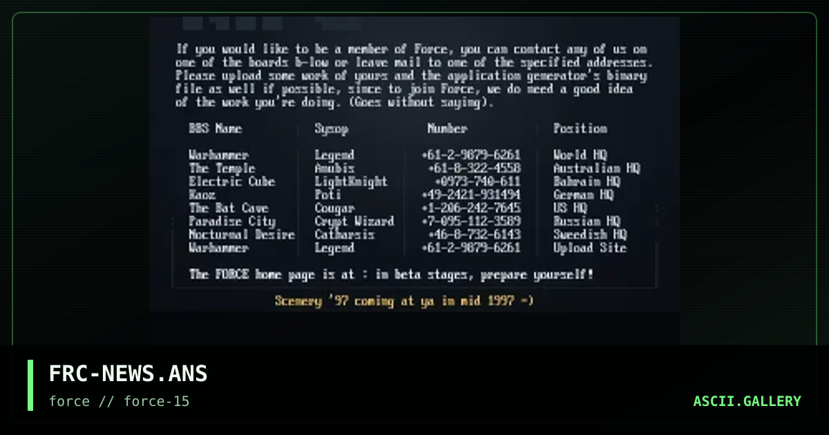 Force Newsletter, by dieznyik, 1997