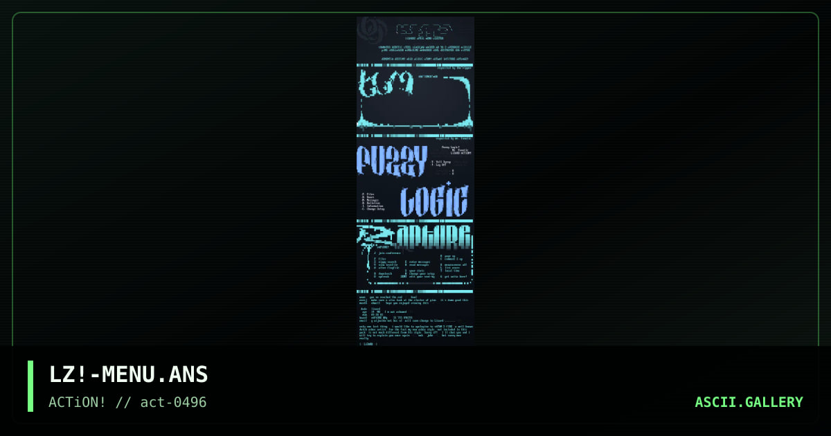 LZ!-MENU.ANS, by lizard, 1996