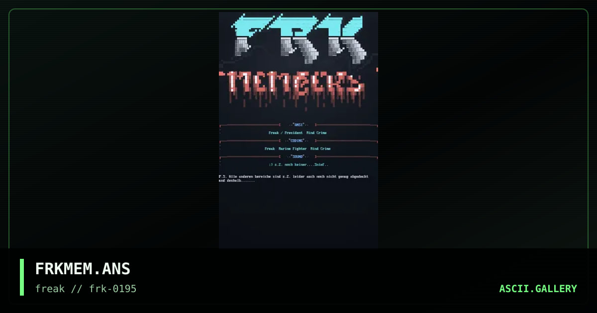 Freak Art Member Listing 01/95, by untagged, 1995