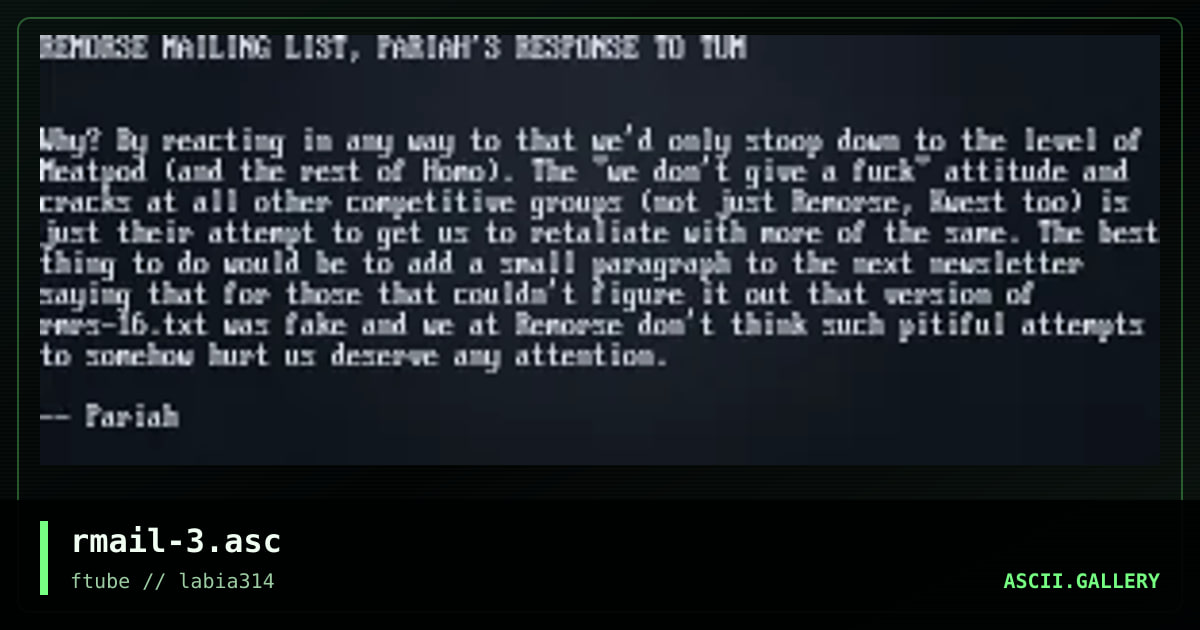 rmail-3.asc, by ftube, 1997