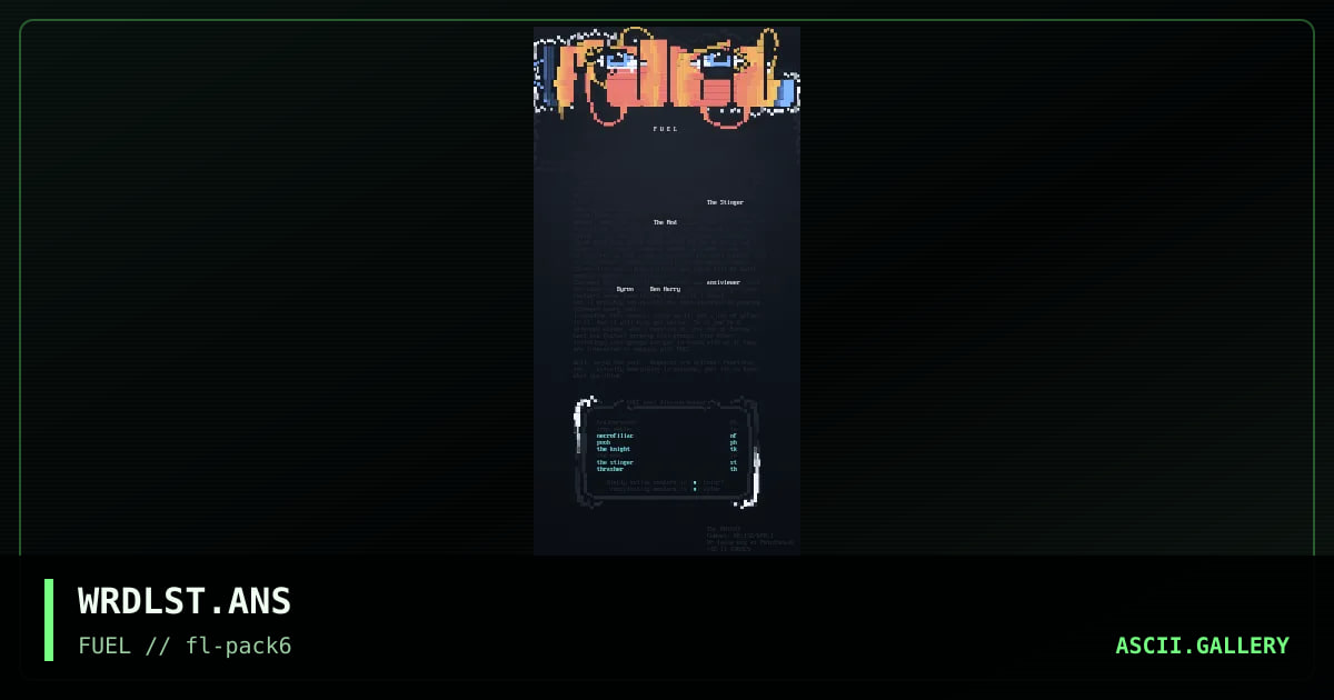 Lastword on Fuelpack #6, by the knight, 1995