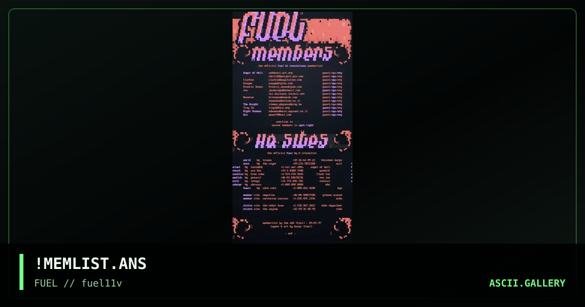 Fuel Hi Resolutions Member Listing, by burps, 1997