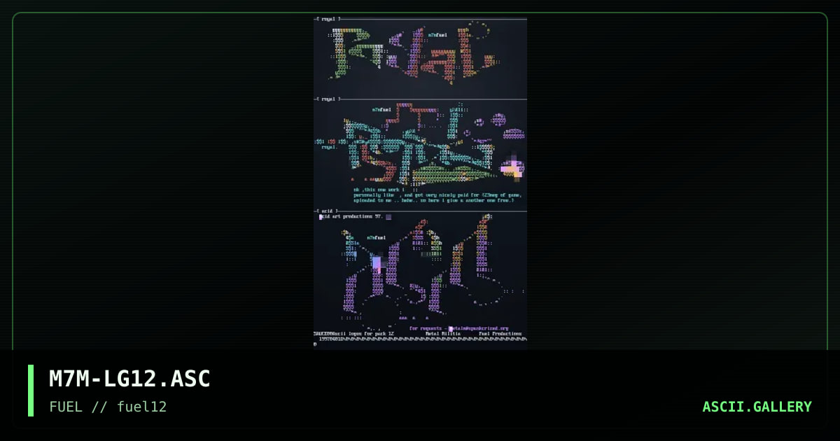 Ascii logos for pack 12, by metal militia, 1997