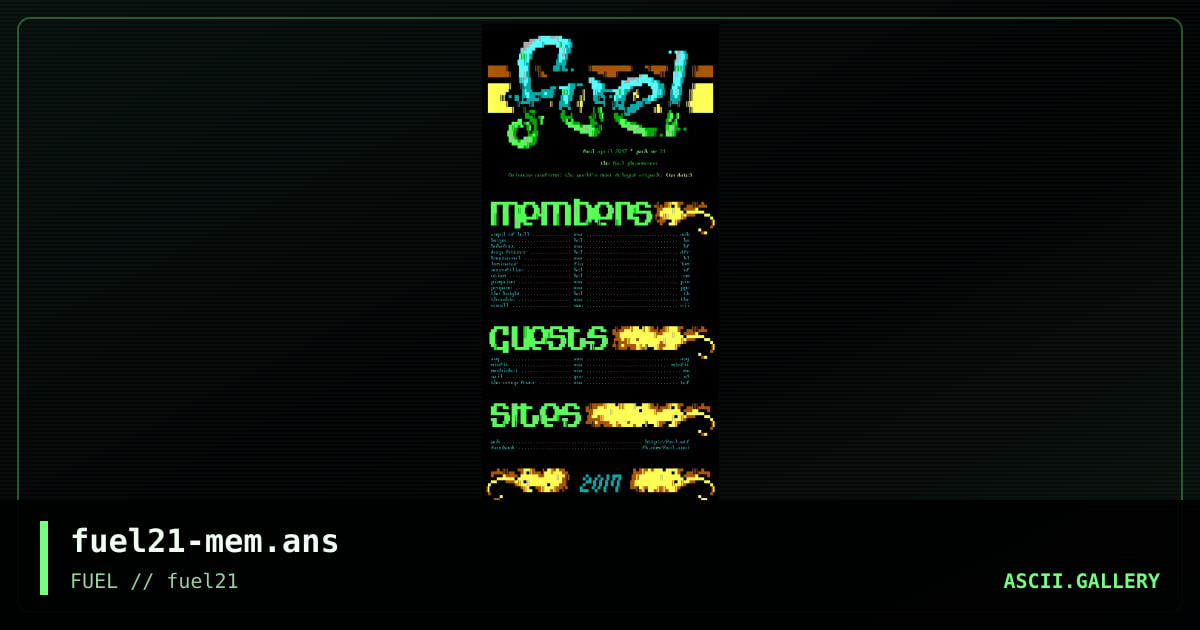 fuel #21 memberlist, by fuel, 2017