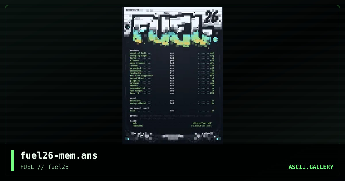 FUEL 26 memberlist, by knocturnal, 2018