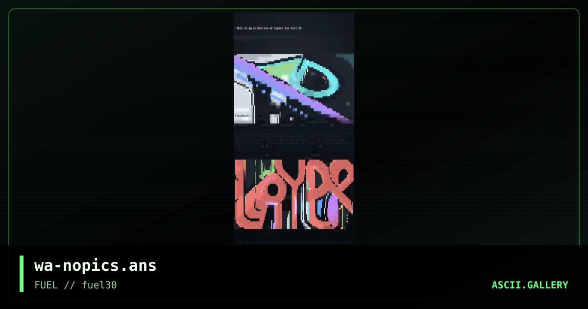 FUEL 30 nopics, by warpus, 2019