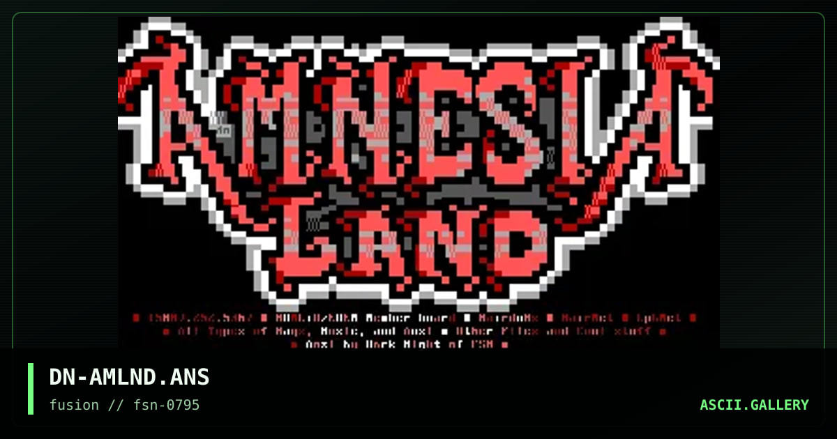 Amnesia Land, by dark night, 1995