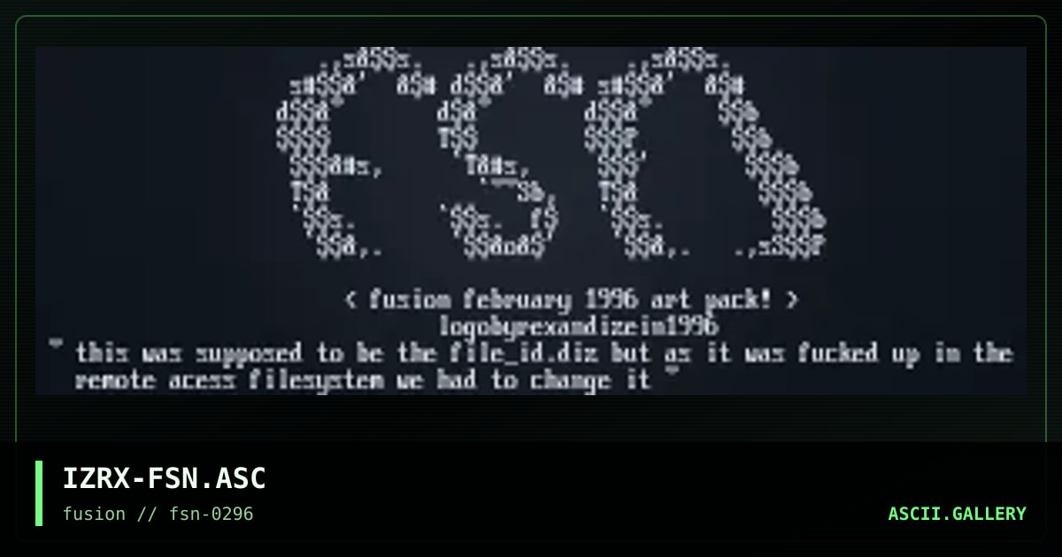 IZRX-FSN.ASC, by rex, ize, 1996