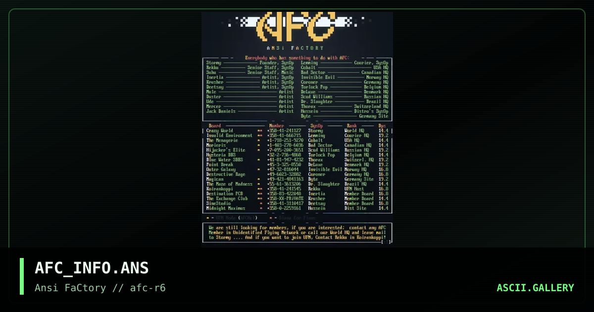 AFC_INFO.ANS, by krusher, 1993